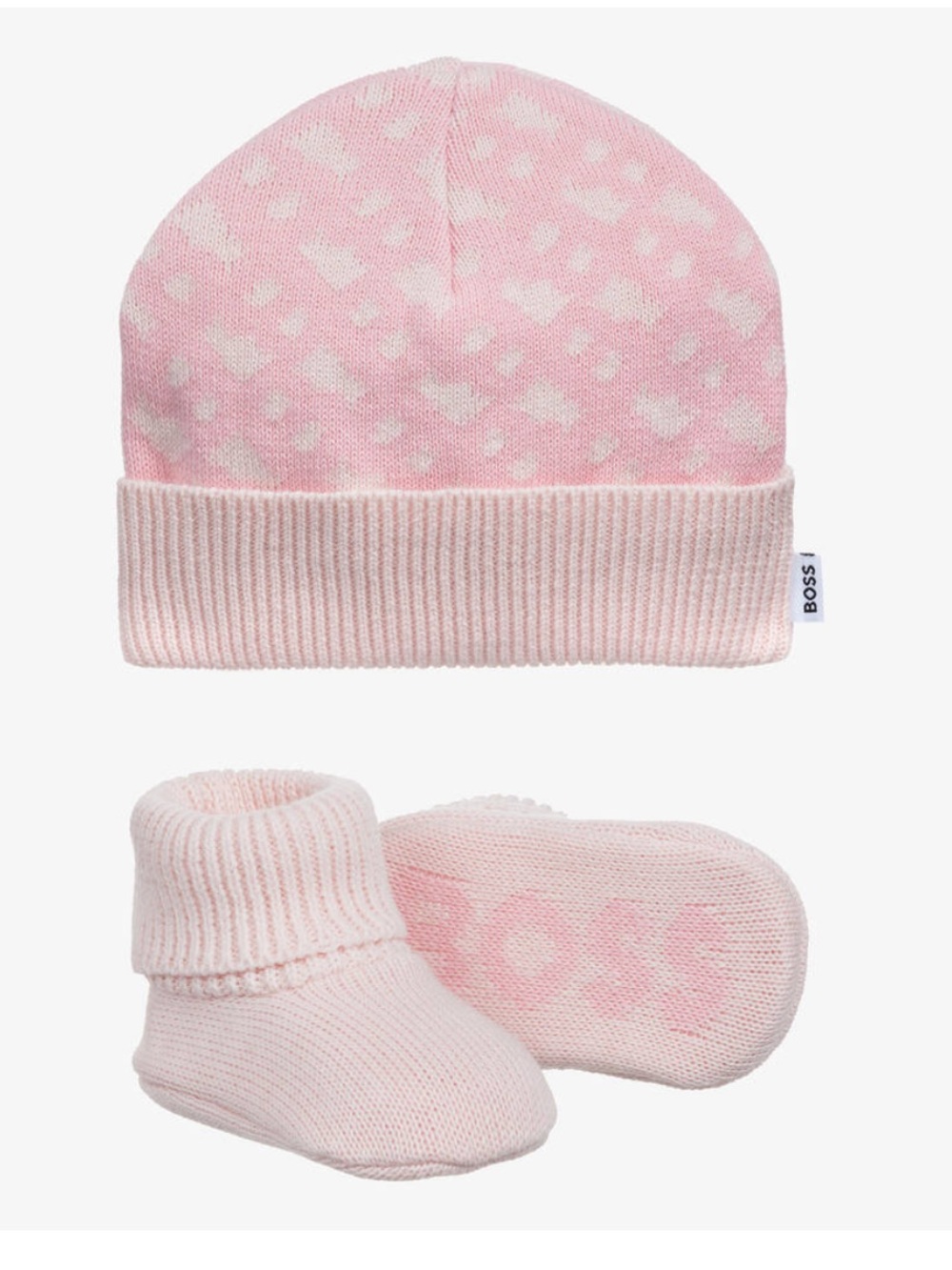 BOSS Pink Baby Hat and Booties Set - NWT